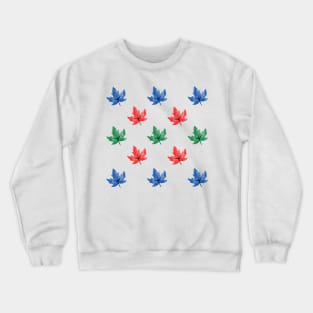 Blue, Red and green leaf pattern Crewneck Sweatshirt